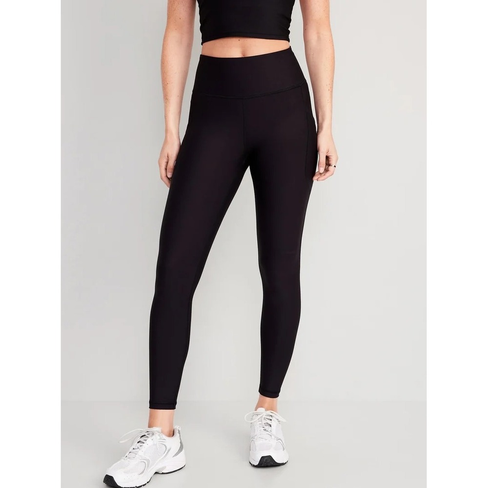Old Navy Powersoft Go Dry High Rise Ankle Leggings Pants Black Women's Medium